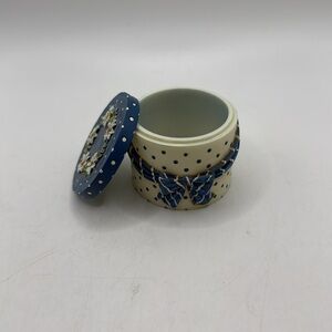 Vintage Sandy’s Closet Suzette Mini Blue Floral Decorative Trinket Jewelry Box